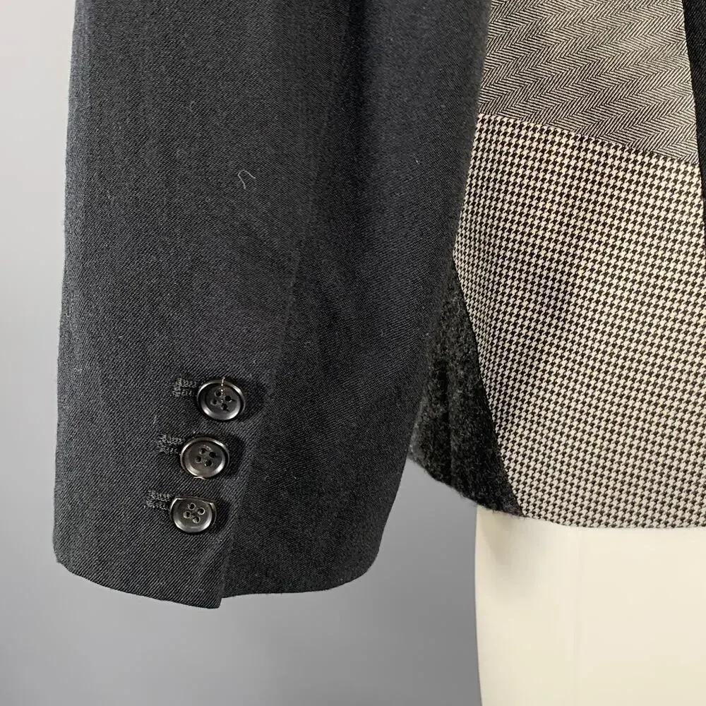 COMME des GARCONS BLACK Chest Size M Black Grey & White Patchwork Sport Coat